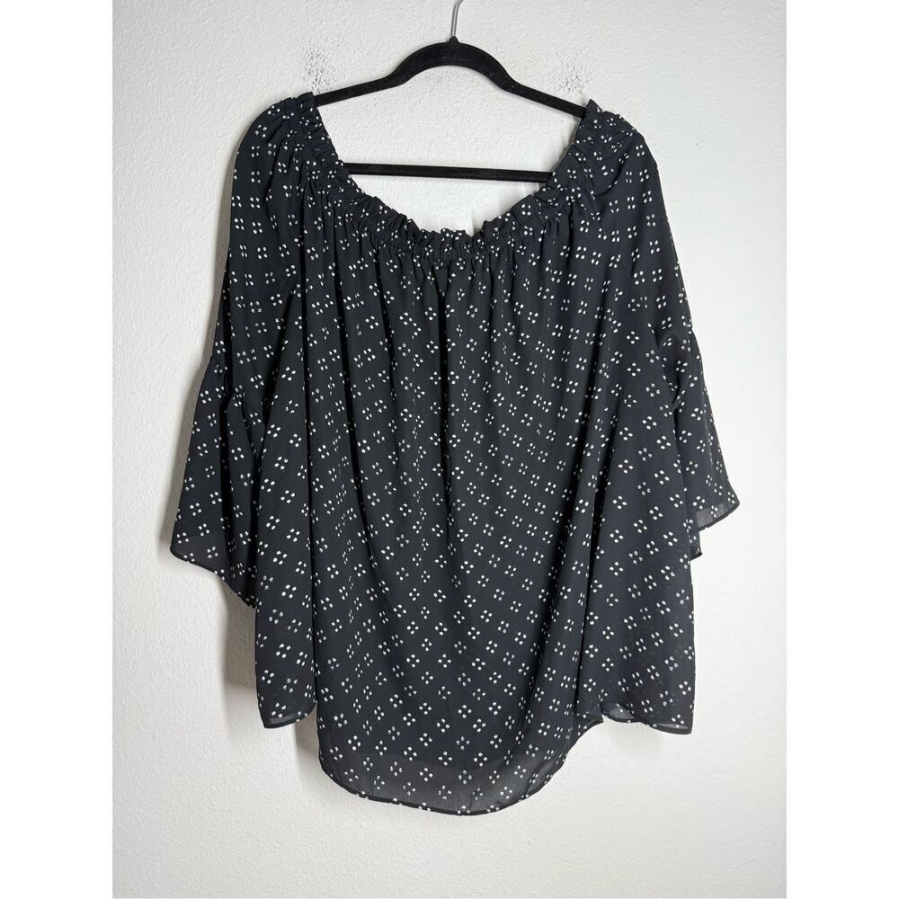 Boutique Women's Blouse Size 3X Black Floral Ruffles Off Shoulder Top Boho